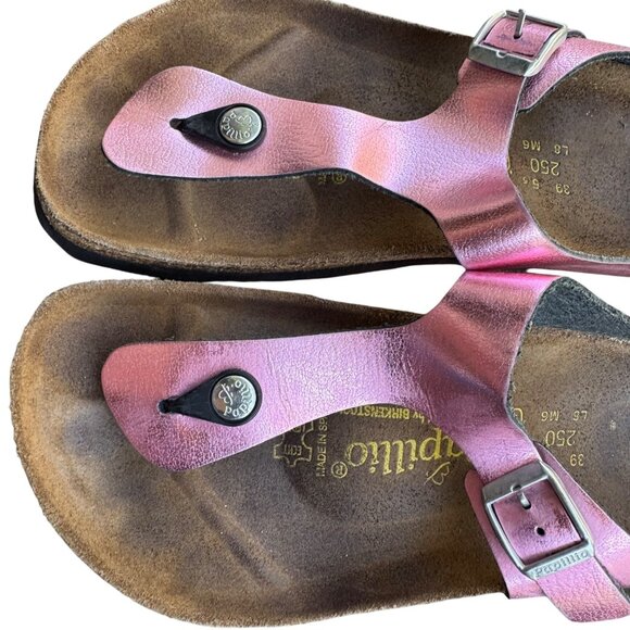Papillio By Birkenstock Gizeh  EU 39  US W 8/M 6 Pink Leather Thong Sandals - Picture 7 of 11